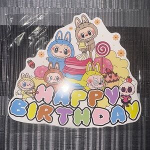 Labubu Happy Birthday Cake Topper Decoration